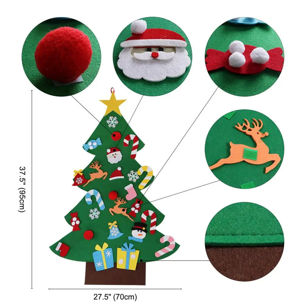 OurWarm DIY Felt Christmas Tree Snowman With Ornaments Fake Christmas Tree