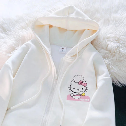 Sanrio Anime Cute Printed Hoodies Women Cartoon Hello Kitty Y2k Sweatshirt