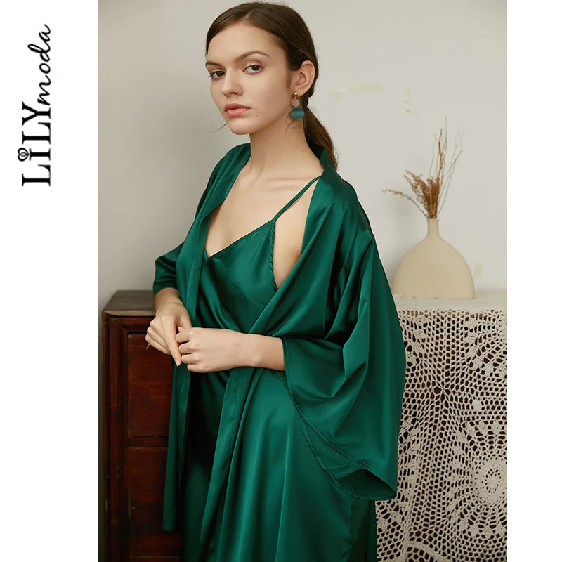 Women Satin Night Dress Silk Sexy  Size Sexy  Night Robe  Bathrobe Perfect