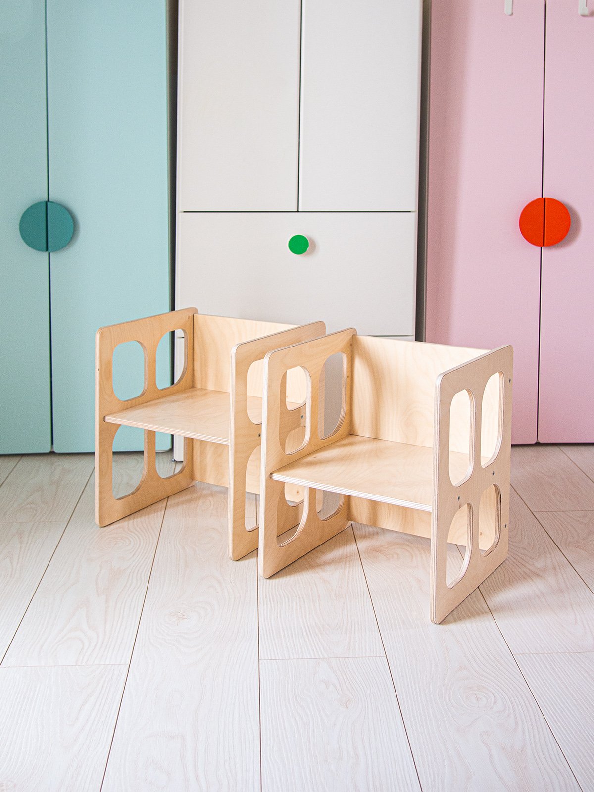 The Plyman Montessori Kids Cube Chair, Natural Wooden