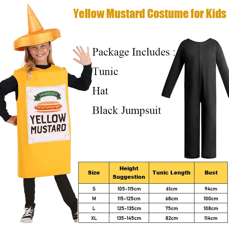 2024 New Arrival Unisex Girl Boy Child Yellow Mustard Fancy Dress