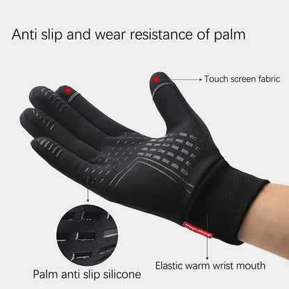 Black Winter Warm Gloves for Mens Running Skiing Cycling Gloves