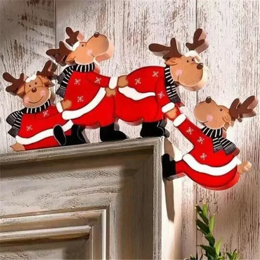 2023 Christmas Decoration Santa Claus Christmas Elk Wooden Decoration Door Frame