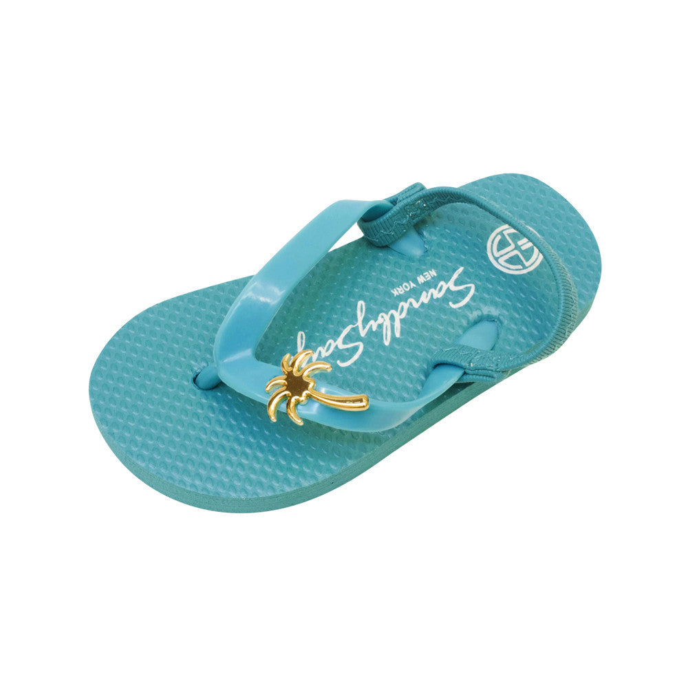 Gold Palm Tree - Baby / Kids Girls Flip Flops Studs Charm Sandal