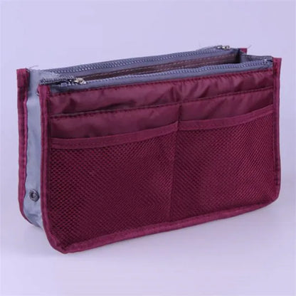 Nylon Cosmetic Bags for Women Tote Insert Double Zipper Makeup Bag Toiletries