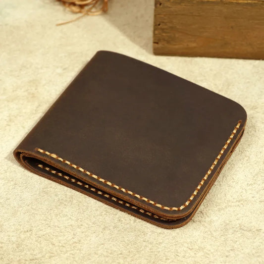 Top Genuine Leather Men's Wallet Retro Handmade Wallet for Men Real Leather