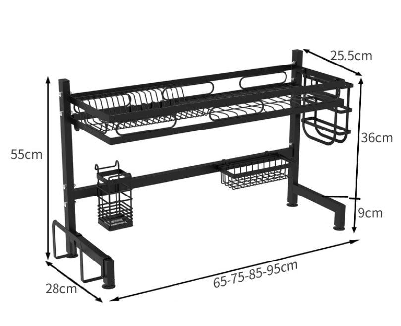 85cm Stainless Steel Storage Holder With Black Coating Kitchen Organizer Storage