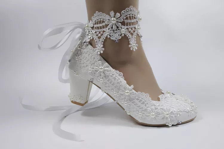 2024 New Customize  Wedding Shoes Bridesmaid Dress Shoes Thick Heeled