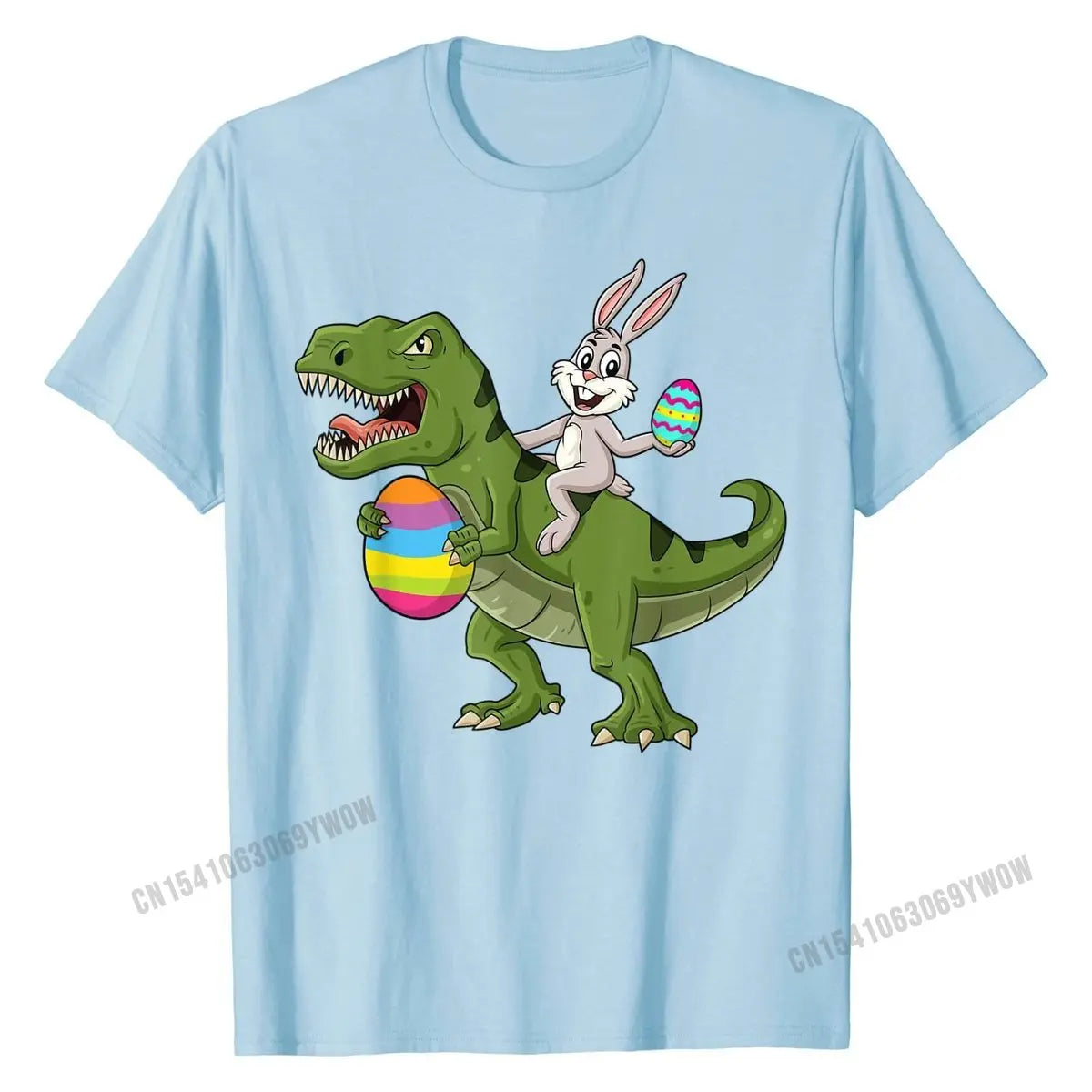 Rabbit Riding T Rex Easter Egg Boys Girls Kids T-Shirt T Shirt Graphic Custom