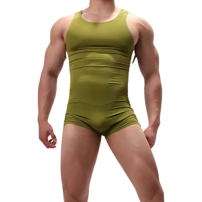 Sexy Mens Bodysuits Leotard Jumpsuits One-Piece Wrestling Singlet Overalls