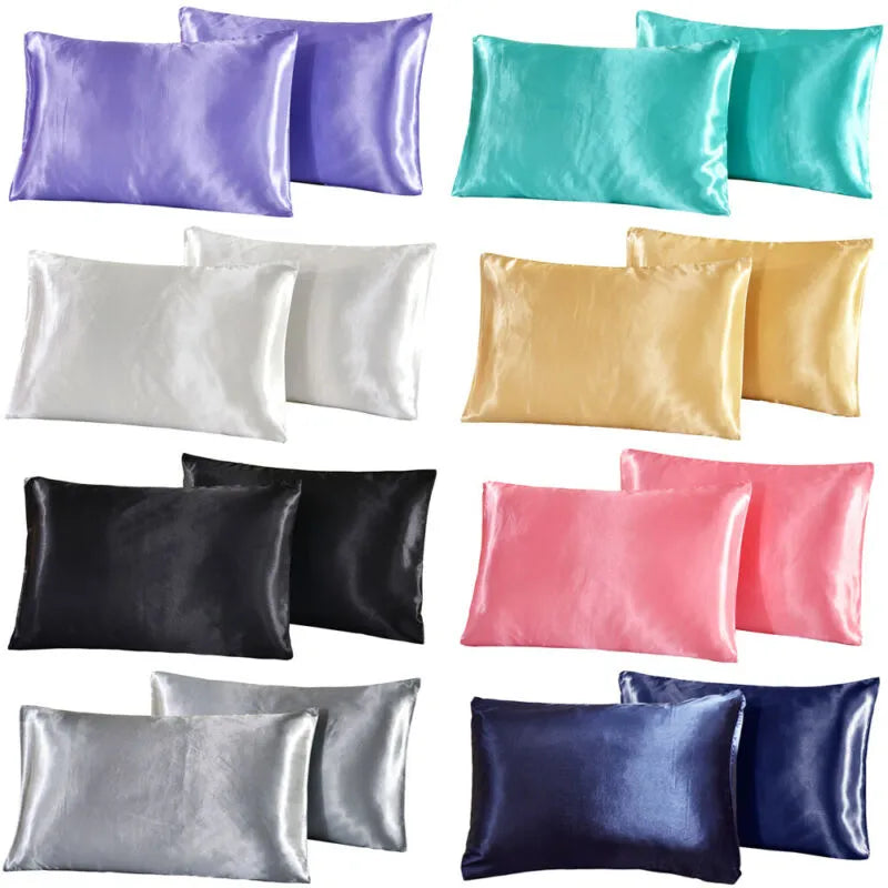 1Pc Queen Satin Silk Pillowcase Pillow Case Cover Home Bedding Smoothy Pillow