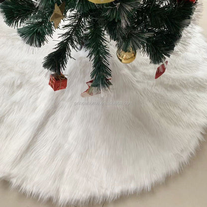 Promotional Faux Fur 24'' Christmas Tree Skirt Snowy White Tree Skirt