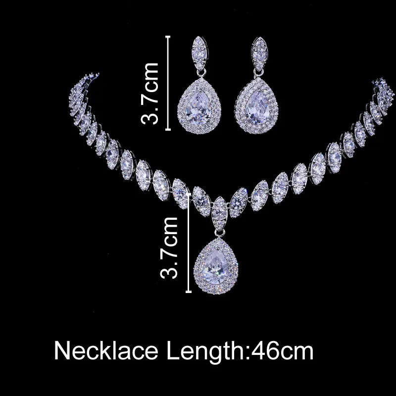 Emmaya Simulated Bridal Silver Necklace Sets 5 Colors Wedding Jewelry