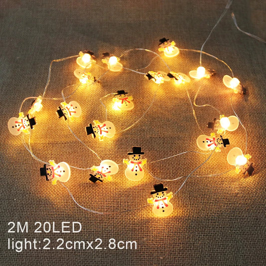 2M Santa Claus Christmas Tree LED String Lights Garland Snowflakes Christmas