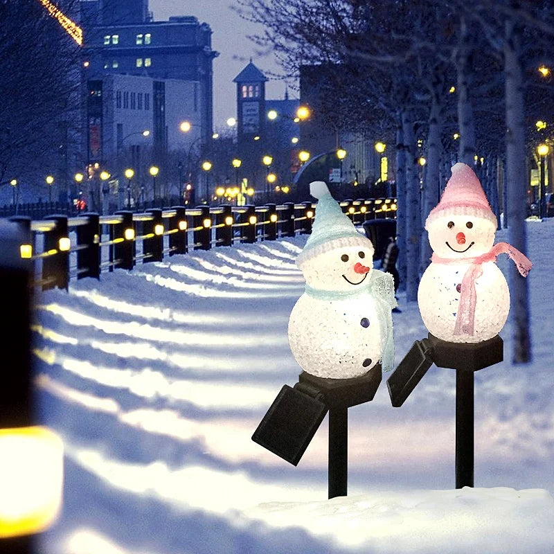 Solar Snowman Christmas Garden Lights Outdoors,Waterproof Solar Garden Lights