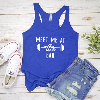 Vest Meet Me at the Bar Tank Tops Women's Racerback Motivational Gym Lifting