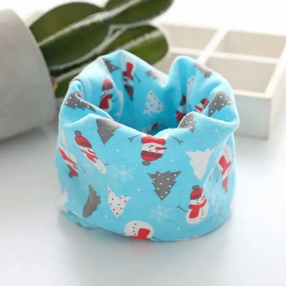 Korean Cotton Children's Scarf LIC Printed Cartoon Plaid Ring