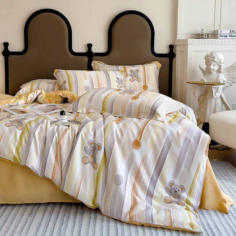 Four Seasons Luxury Shiny Bedding Sets Bedding Sheets Hotel Silk