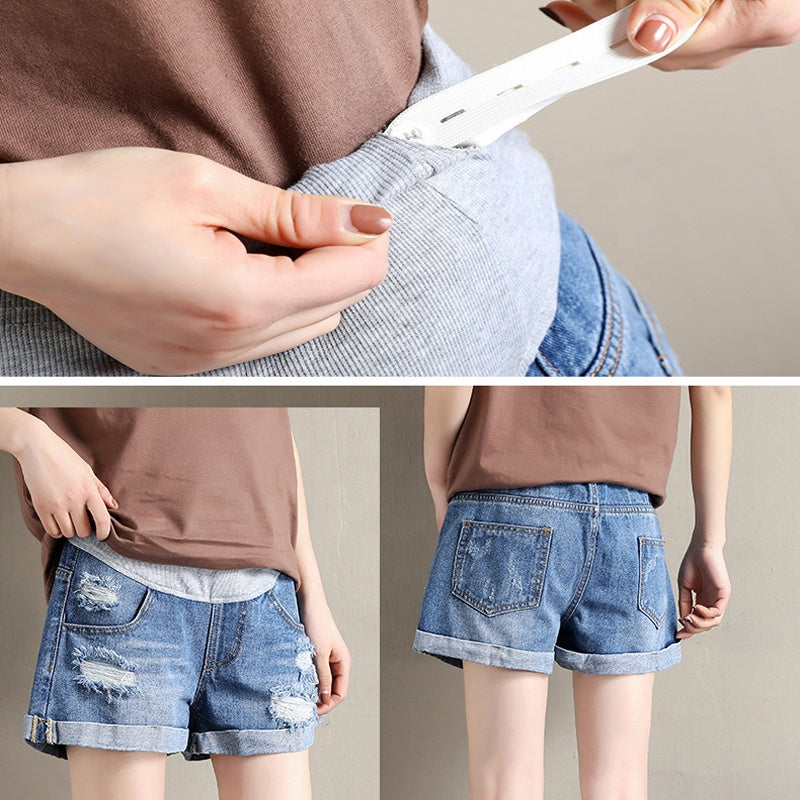 Summer Maternity Denim Shorts Pregnant Straight Cut Women Pregnancy Jean Short