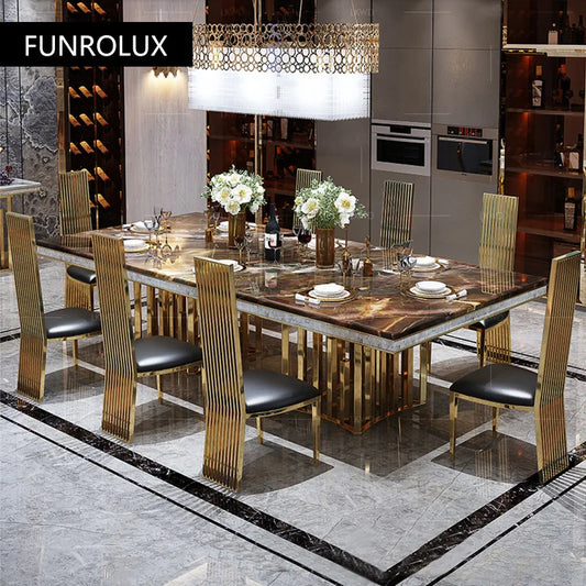 Modern Marble Dining Tables Modern Rectangular Gold Stainless Dining Table