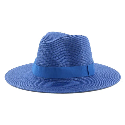 Hats for Women Bucket Sun Hats Ribbon Band Men Hat Straw Summer Panama Formal