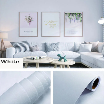 PVC Matt Pure White and Black Self-Adhesive Wallpaper Vinyl Wall Paper