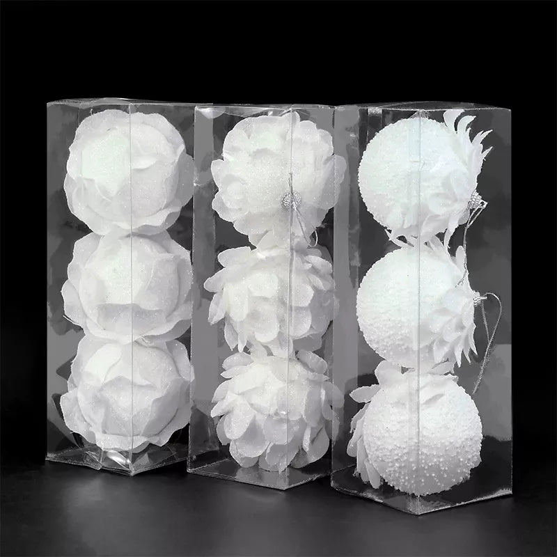 10/8/6cm Shatterproof White Foam Christmas Balls for Xmas Tree Decor Christmas