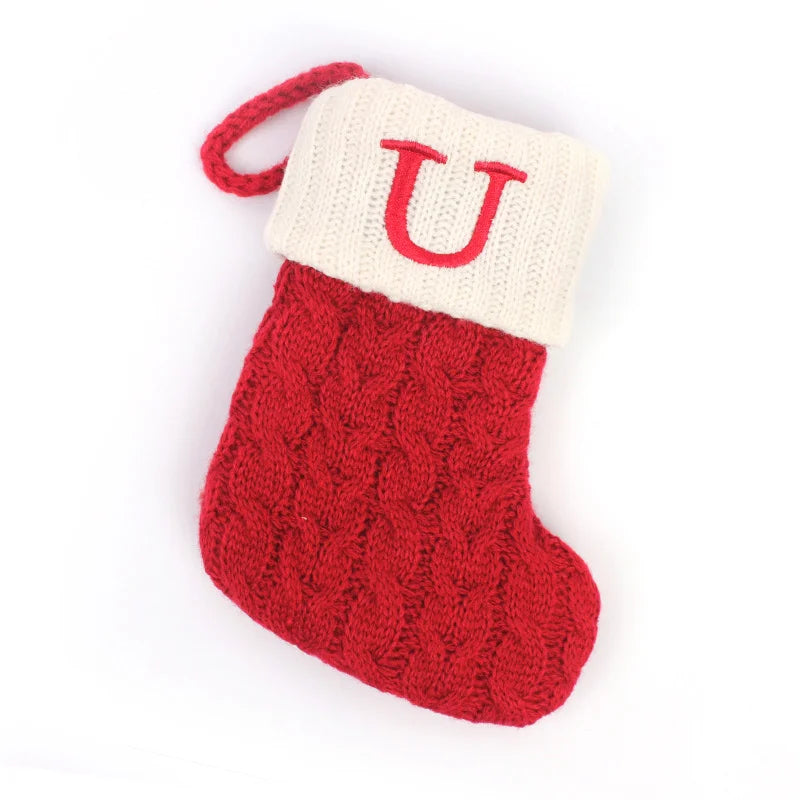 Letters Christmas Stocking New Knitting Christmas Tree Pendant Decorations