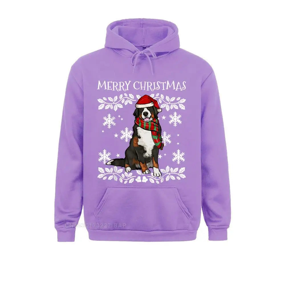 Merry Christmas Ornament Bernese Mountain Dog Xmas Santa Pullover Hoodies