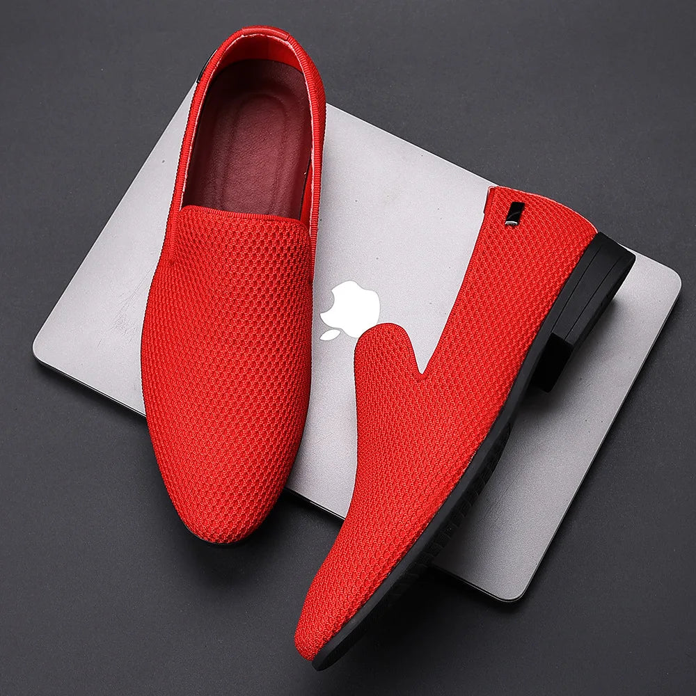 Fashion Mens Loafers Slip on Suede Genuine Leather Shoes