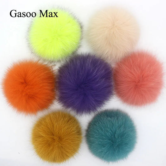 DIY 13cm 15cm Real Fox Fur Pompom for Knitted Scarf Autumn