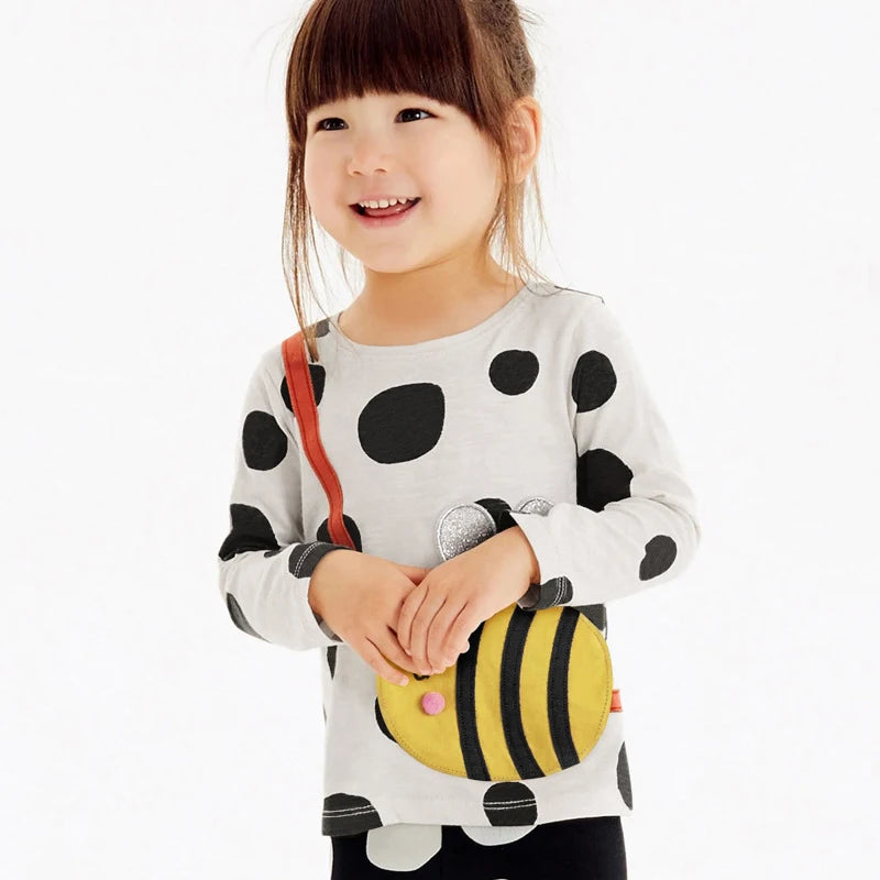 Little Maven New Girls Long Sleeve T-Shirts Animal Bee Appliques Girls Child Top