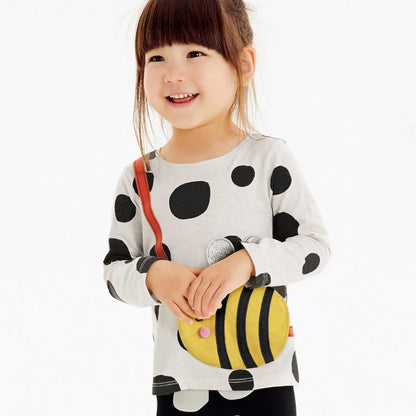 Little Maven New Girls Long Sleeve T-Shirts Animal Bee Appliques Girls Child Top