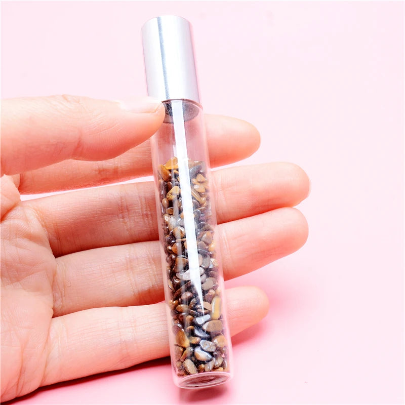 QilmilyNatural Stone Glass Essential Oil Bottle 70/98mm for Women Men Wheel