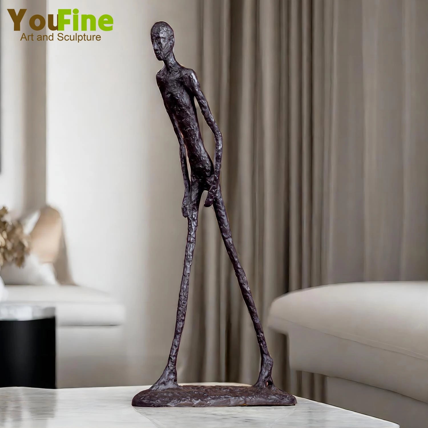 Real Bronze Walking Man Sculpture by Giacometti Inspiration Art Crafts