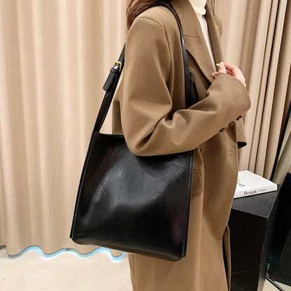 Quality Women Tote Bags Shiny Leather Shopper Shoulder Bag Retro Shopping Totes