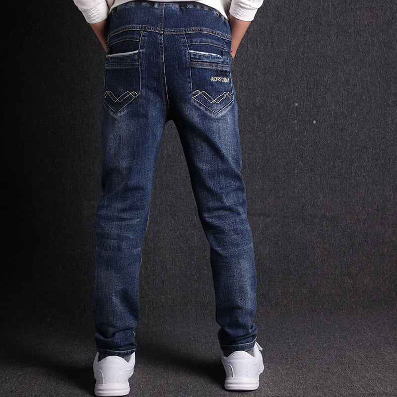 Jeans for Boys Fashion Casual 100% Cotton Elastic Children's