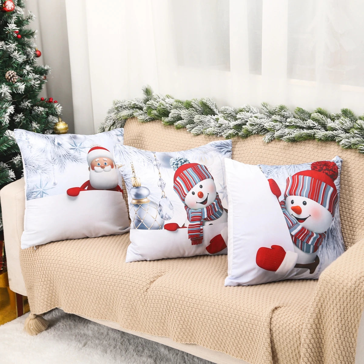 Merry Christmas Cushion Cover Christmas Decorations for Home 2024 Christmas