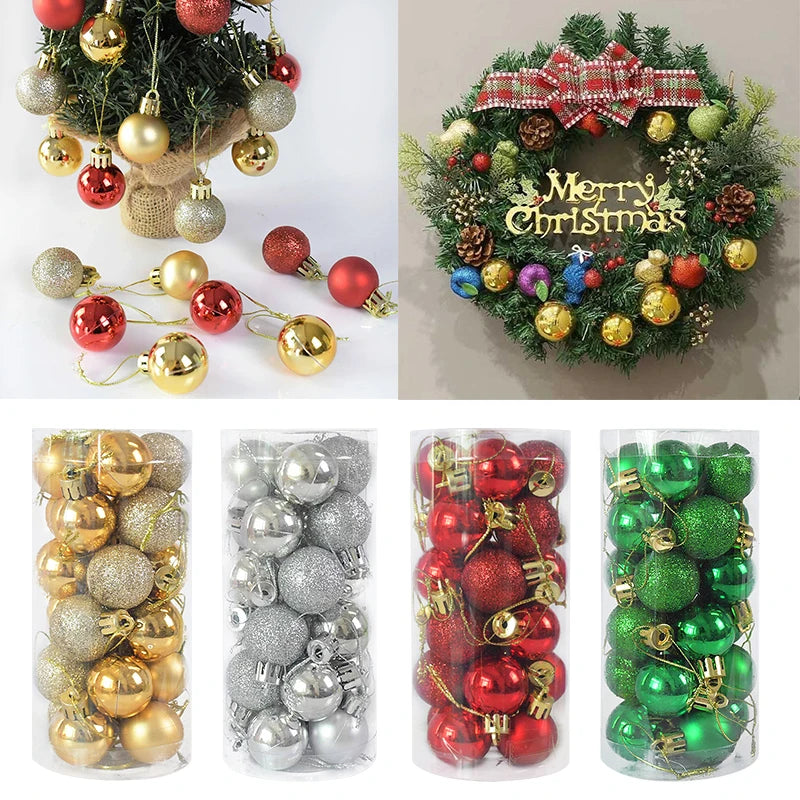 3cm 24pcs New Year Balls Decorations for Tree Hanging Bauble Ball New Year