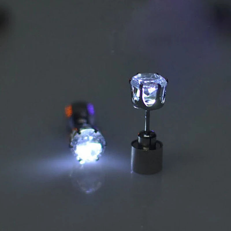 1pc Light Up Led Stainless Steel Men Earring New Year Gift