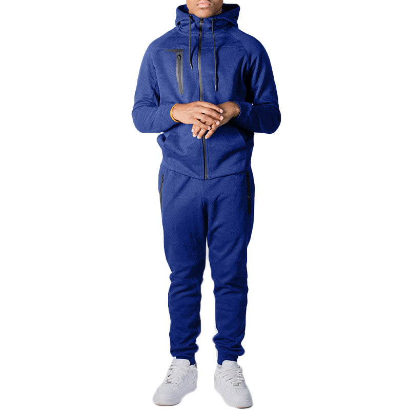 Wholesale Mens Sweat Suits Zips 2 Pieces Hoodie Set Jogging Suit Tech Fleece