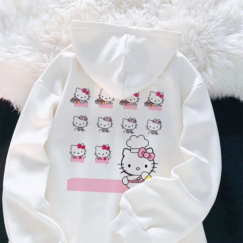 Sanrio Anime Cute Printed Hoodies Women Cartoon Hello Kitty Y2k Sweatshirt