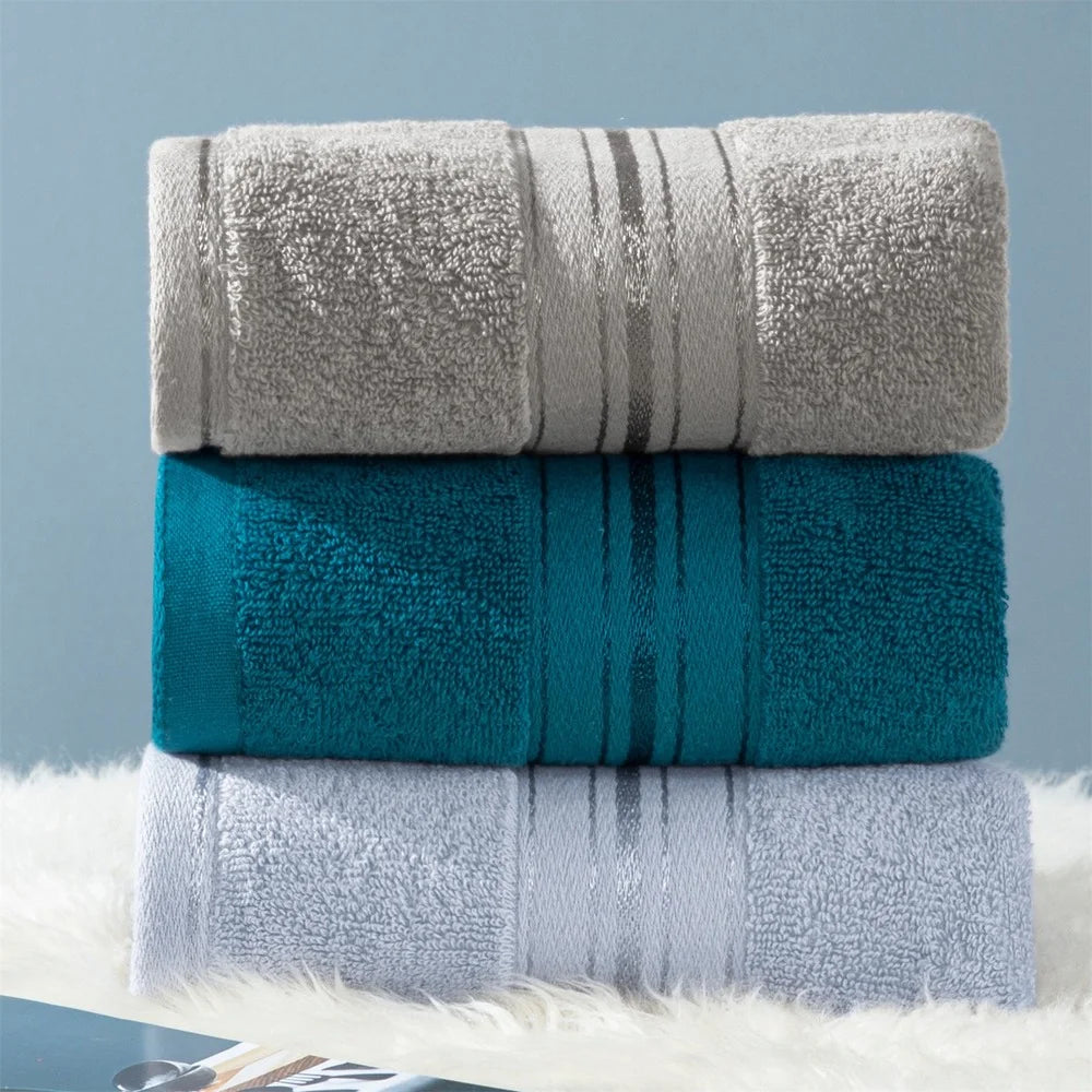 100% Cotton Bath Towel Sets Absorbent Adult Bath Towels Solid Color Soft