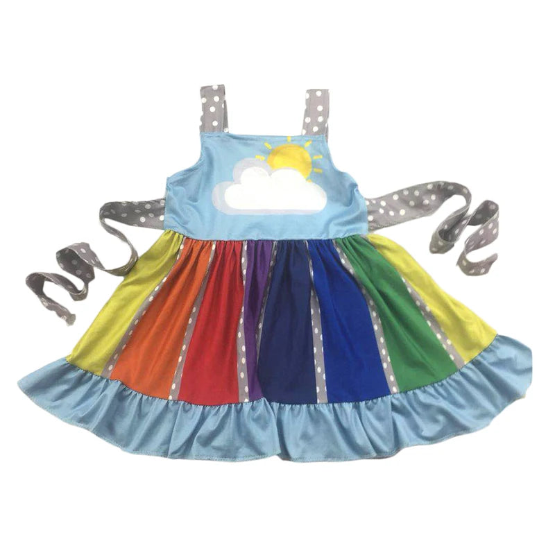 Unique Design Boutique Children;s Dress Rainbow Sleeveless Dress Girls Party Dre