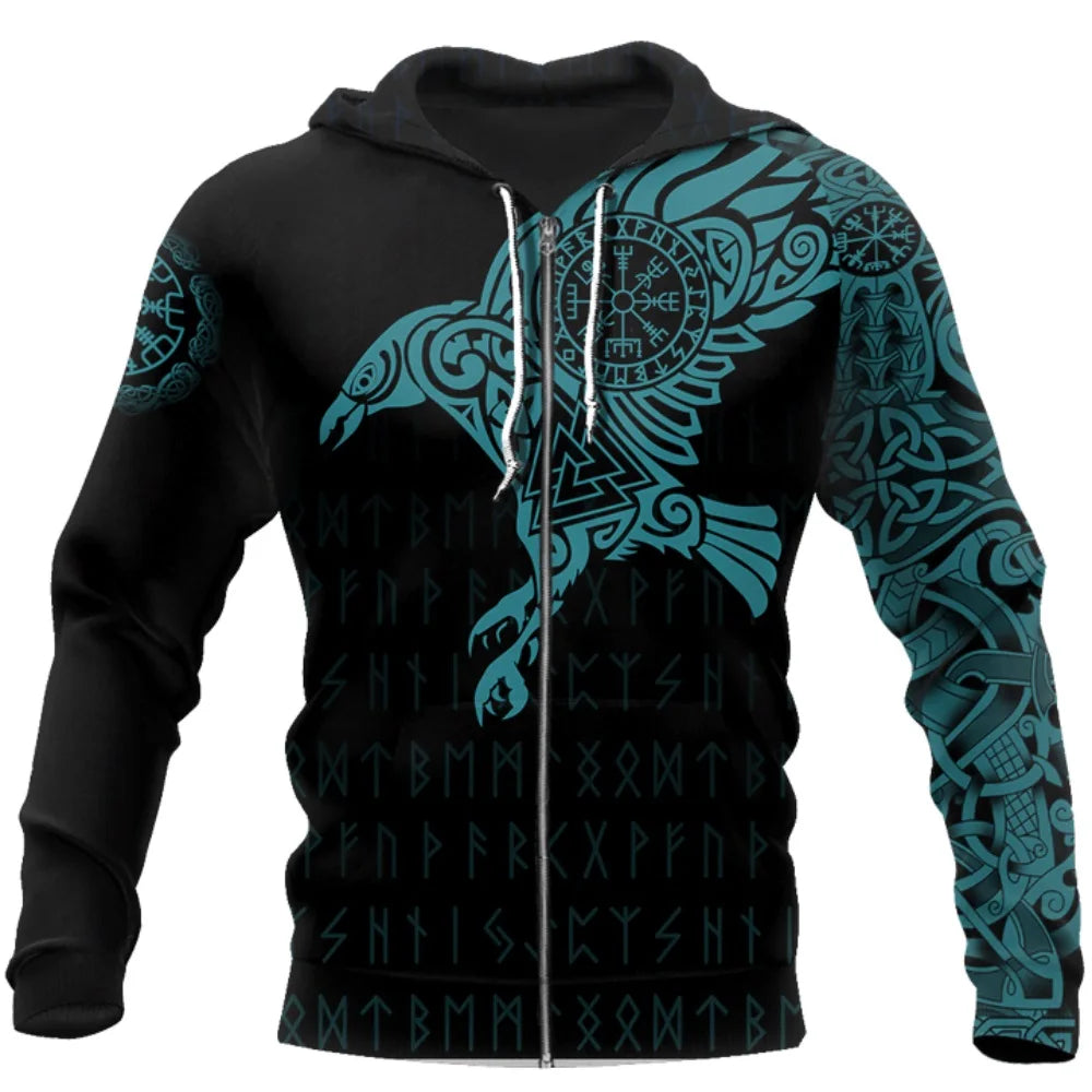 Raven of Tattoo 3D Printed Men Hoodies Retro Harajuku Fashion Hooded Sweatshirt