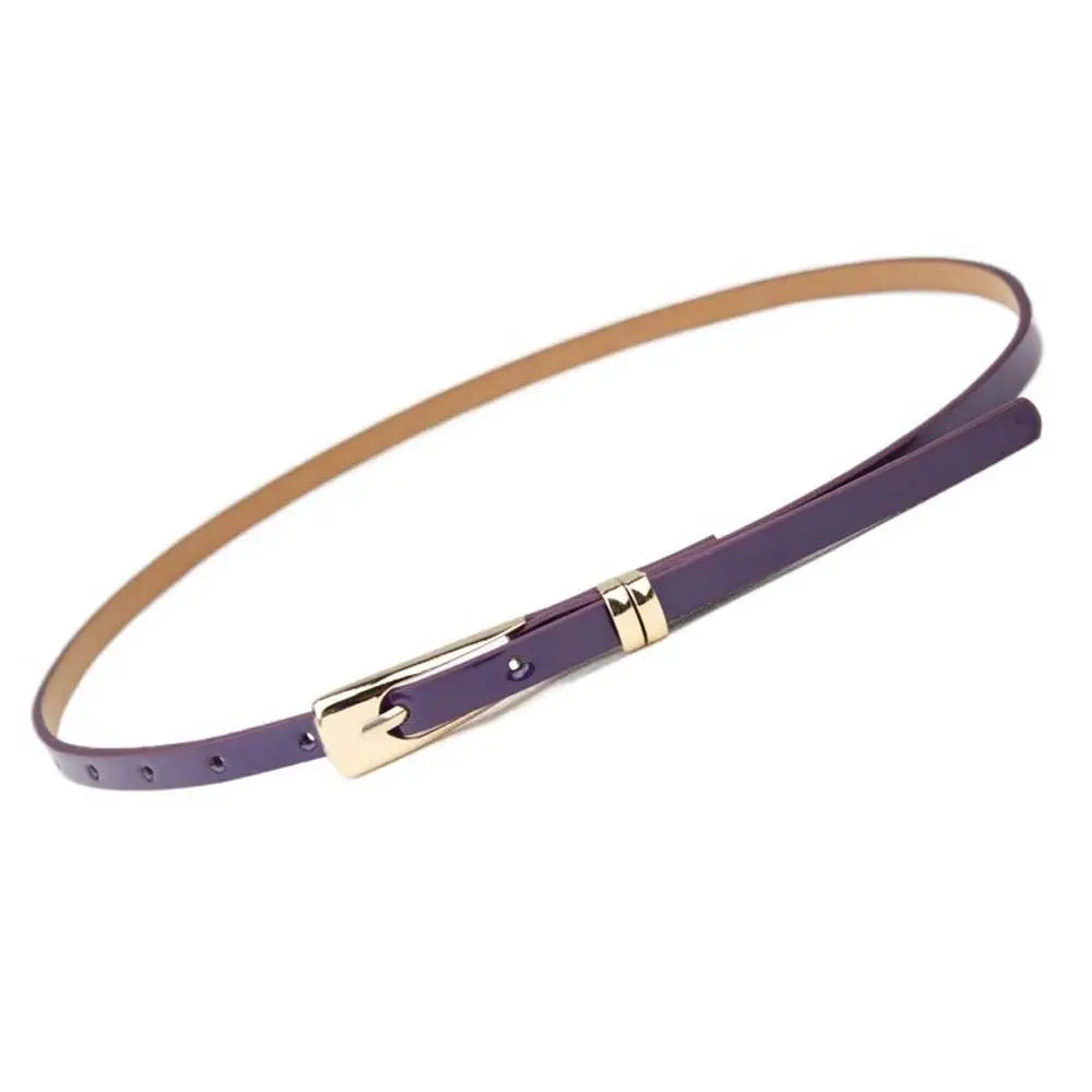 Fashion Female Thin PU Leather Narrow Waistband Belt for Girl Skinny Candy Belt