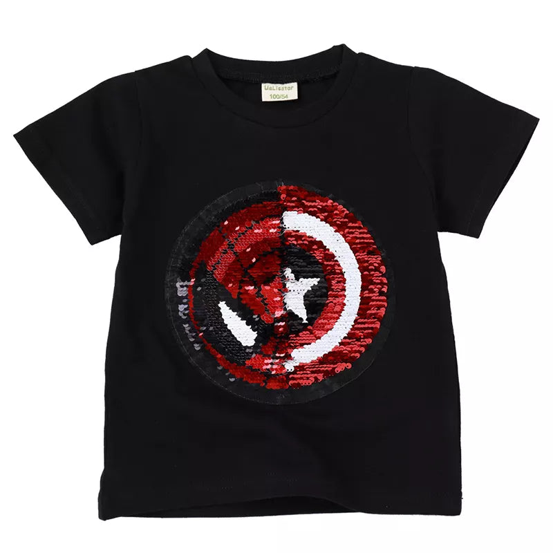 New Fashion Sequin Baby Boys Girls T-Shirt for Summer Children T-Shirts Kids