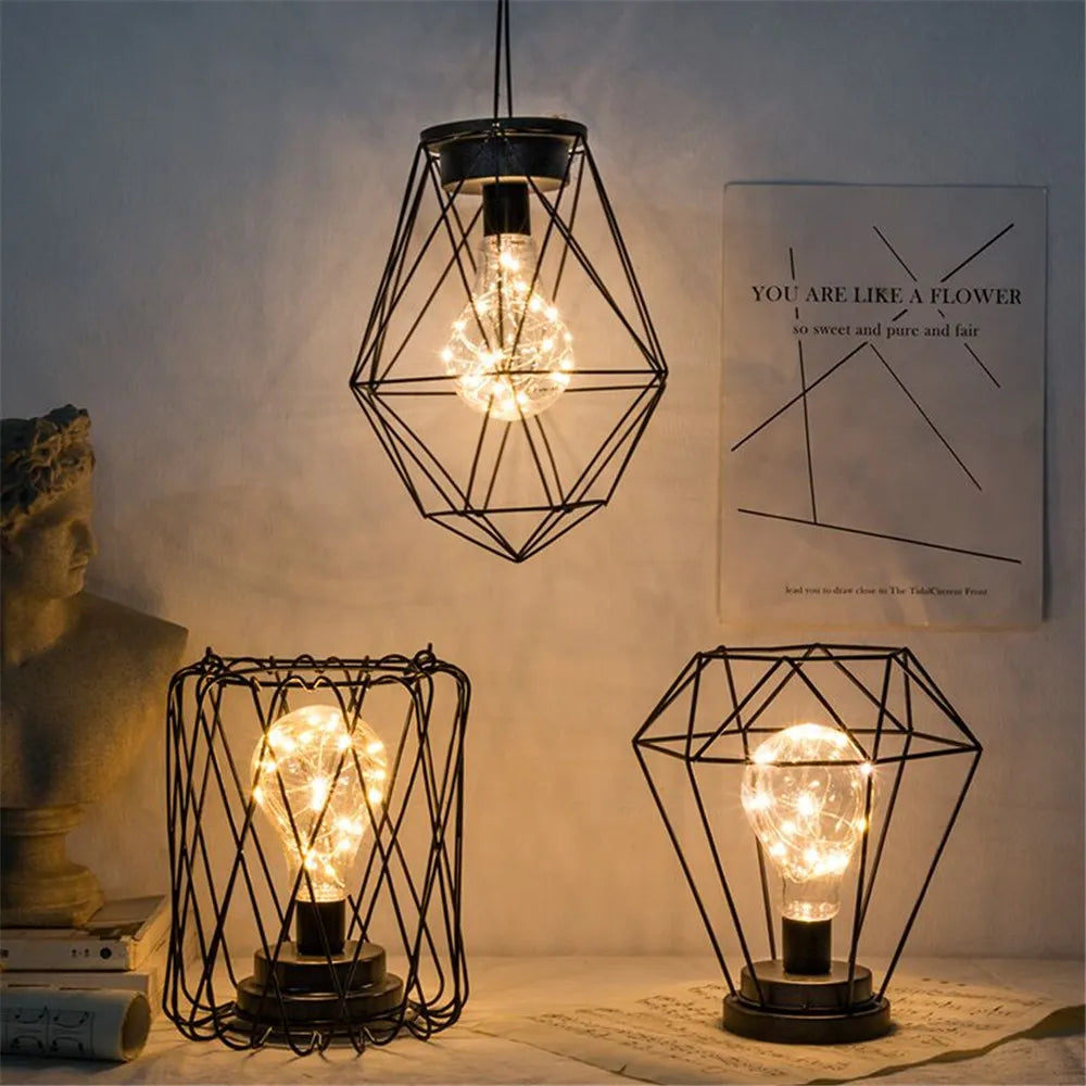 Retro Bulb Night Lights Iron Art Minimalist New Year