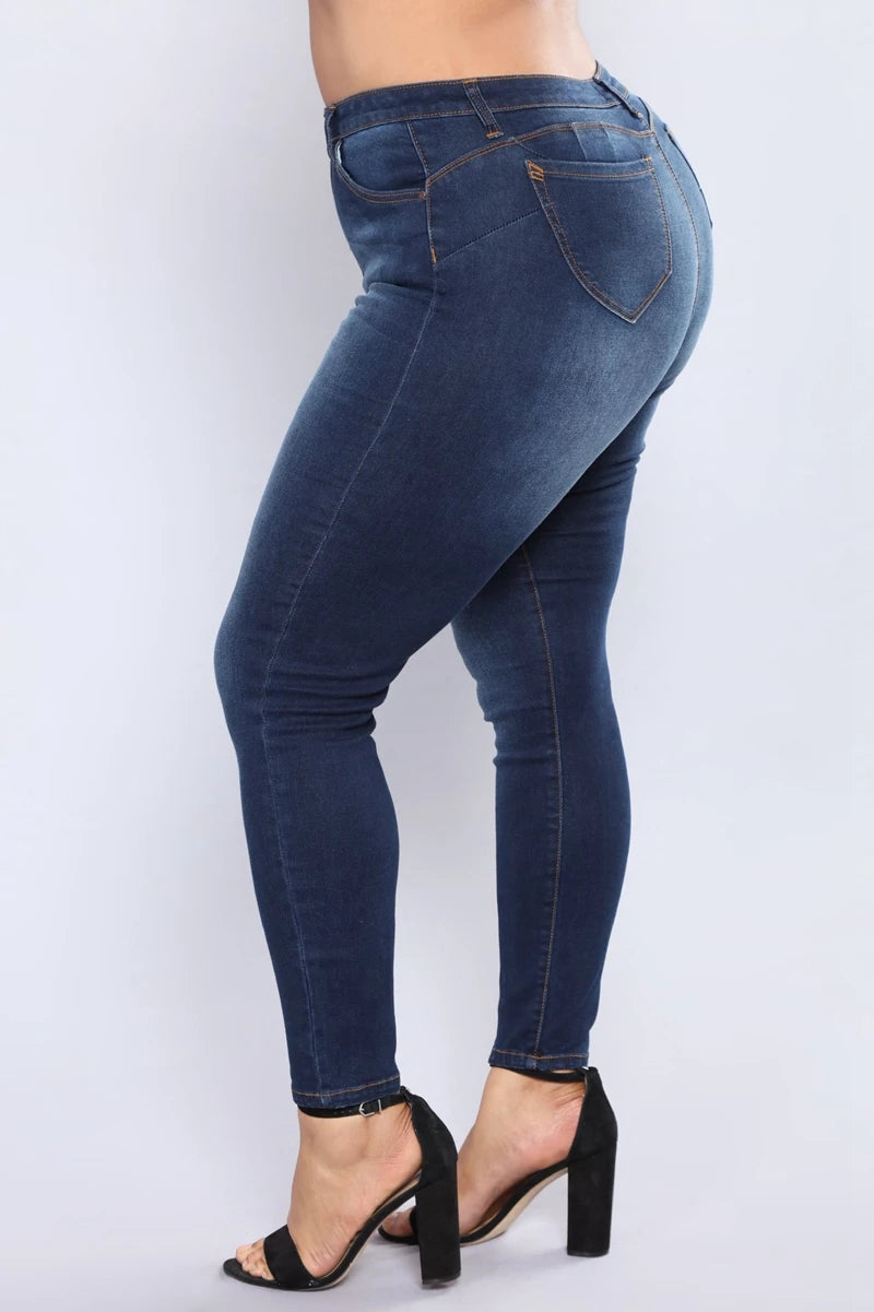 High Waist Elastic Calca Jeans Women Slim Long Jeans Fat Mom Sexy Denim Pants