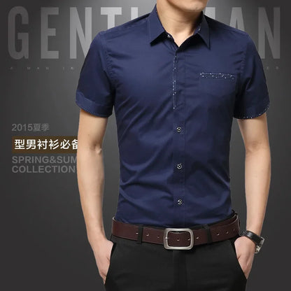 2024 Summer New Men's Shirt Brand Luxury Men Cotton Short Sleeves